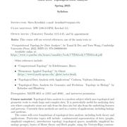 Topological Data Analysis syllabus