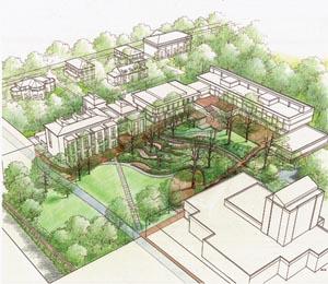 Ruffin Hall, the new studio art building, will border a green space known as the Arts Common.