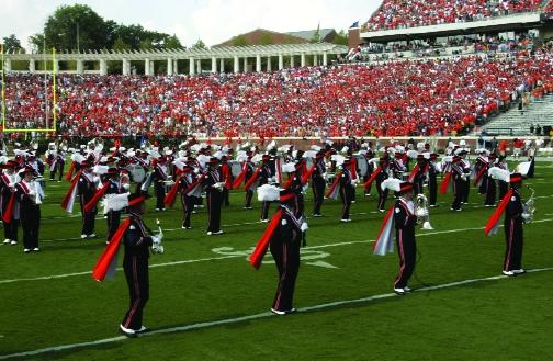 The first University of Virginia marching band in forty years makes history as it debuts at Carl Smith Center, home of David A. Harrison III Field at Scott Stadium.