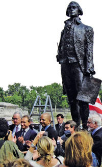 Jefferson in Paris: New statue of U.Va.'s founder stands by the Pont Solférino over the Seine River.