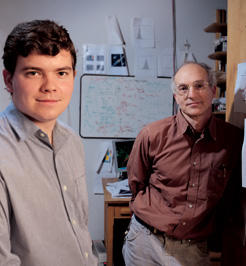 Marshall Scholarship winner Kurt Mitman worked with neurosurgery professor William B. Levy, at right, to explore the neural basis of cognition.