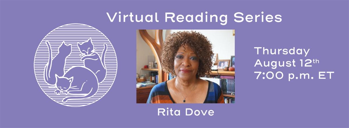 Photo of Rita Dove in the center, with Grolier's logo to the left and event information to the right