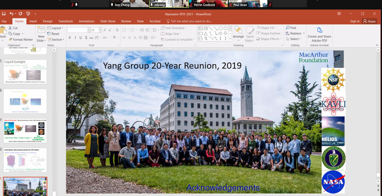 Screencap of the presentation given by one of our distinguished lecturers, Dr. Peidong Yang.