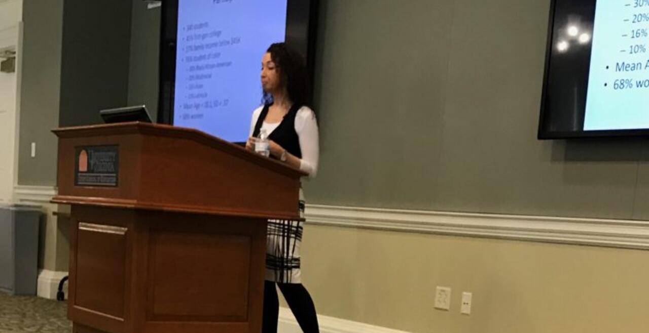 A photo of Dr. Noelle Hurd giving the Curry Research Lectureship Spring 2017