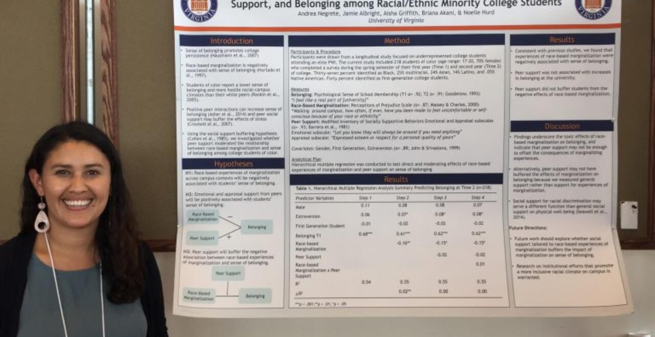 A photo of Graduate student Andrea Negrete presenting PHAD Lab research at the 16th Biennial Conference of the Society for Community Research and Action in Ottawa, Canada