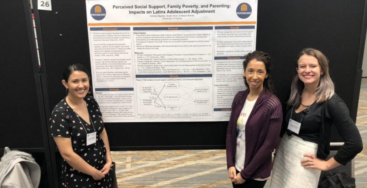 A photo of Audrey, Andrea and Noelle at the Society for Research on Adolescence Biennial Meeting 2018  in Minneapolis, MN