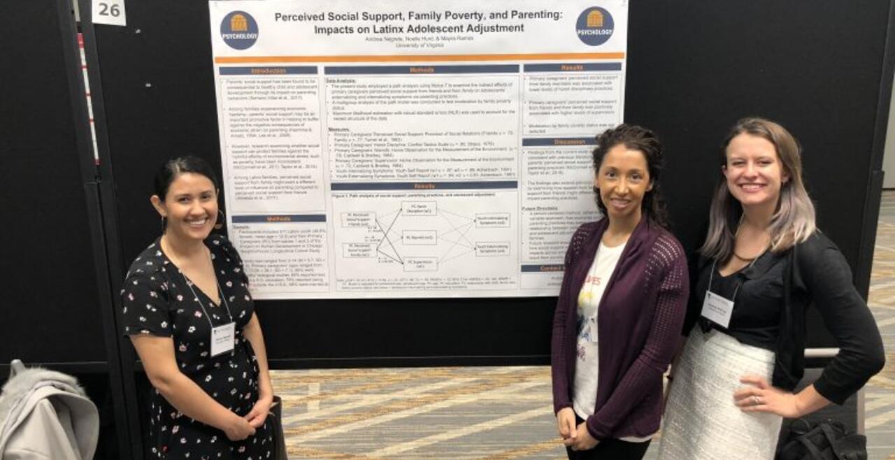 A photo of Audrey, Andrea and Noelle at the Society for Research on Adolescence Biennial Meeting 2018  in Minneapolis, MN