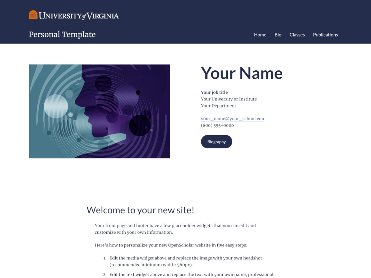 UVA Personal template screenshot