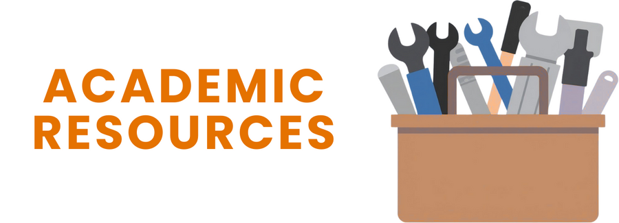 The words Academic Resources next to a bucket full of tools
