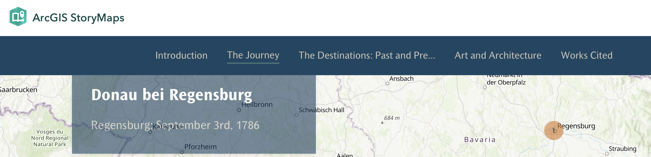 Screenshot nd link to ARCGis StoryMaps